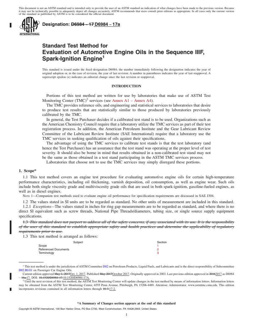 REDLINE ASTM D6984-17a - Standard Test Method for Evaluation of Automotive Engine Oils in the Sequence IIIF,  Spark-Ignition Engine