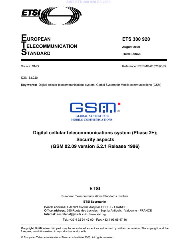 ETS 300 920 E3:2003