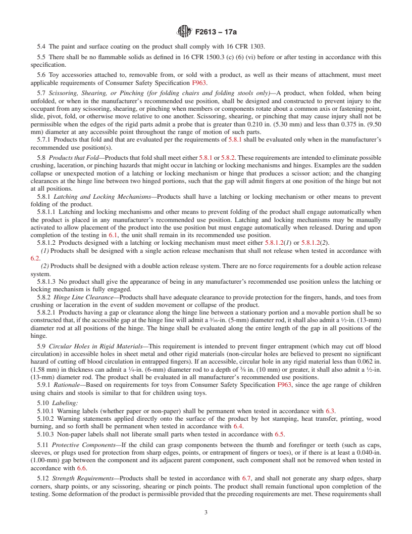 REDLINE ASTM F2613-17a - Standard Consumer Safety Specification for  Children's Chairs and Stools