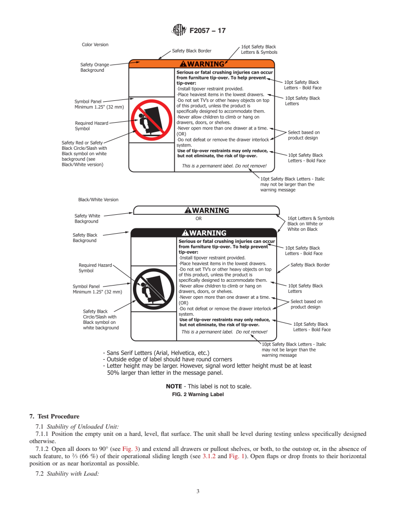 REDLINE ASTM F2057-17 - Standard Safety Specification for  Clothing Storage Units