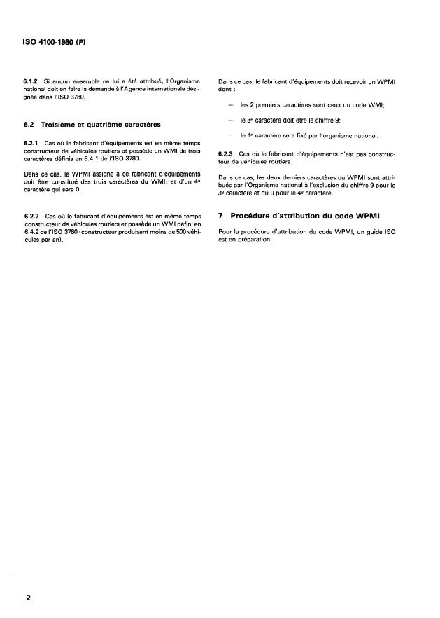 SIST ISO 4100:2000 ISO 4100:1980 - Véhicules routiers -- Code d'identification mondiale des fabricants d'équipements (WPMI) - Page 4 preview
