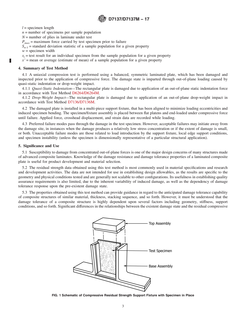 REDLINE ASTM D7137/D7137M-17 - Standard Test Method for  Compressive Residual Strength Properties of Damaged Polymer  Matrix Composite Plates