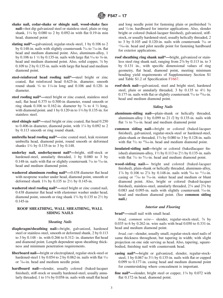 ASTM F547-17 - Standard Terminology of  Nails for Use with Wood and Wood-Base Materials