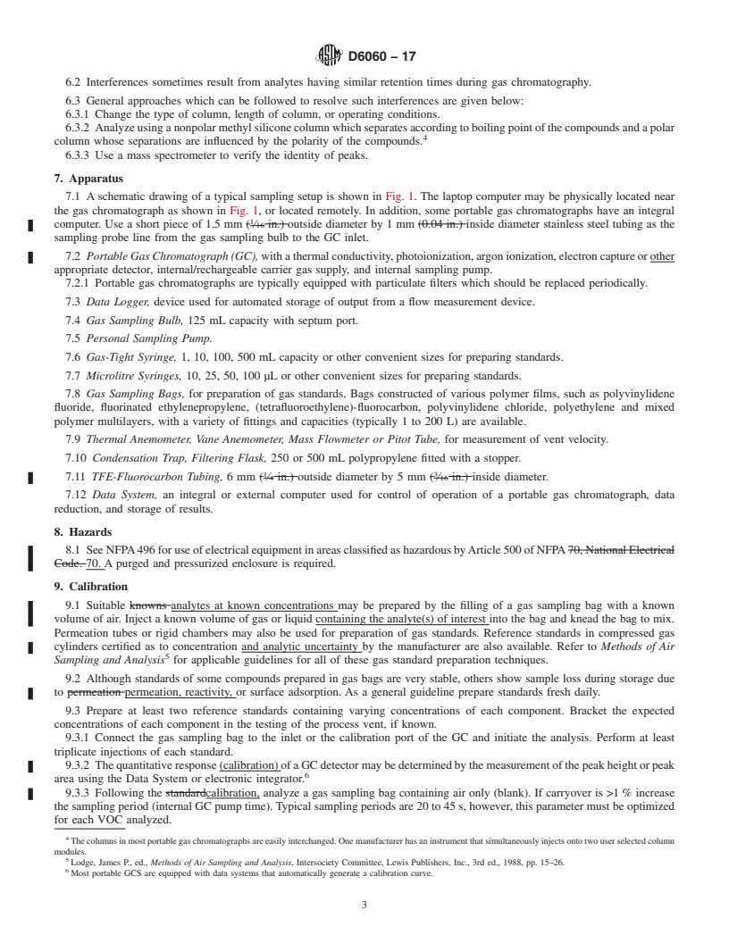 REDLINE ASTM D6060-17 - Standard Test Method for  Sampling of Process Vents with a Portable Gas Chromatograph