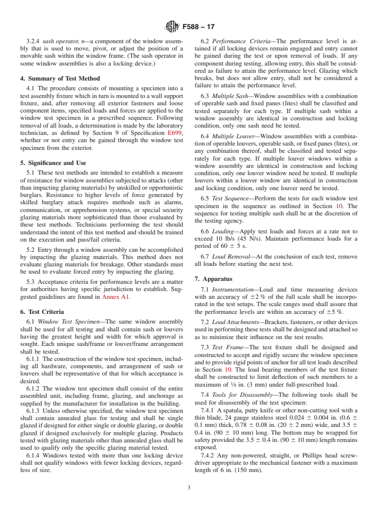 ASTM F588-17 - Standard Test Methods for Measuring the Forced Entry Resistance of Window Assemblies,  Excluding Glazing Impact