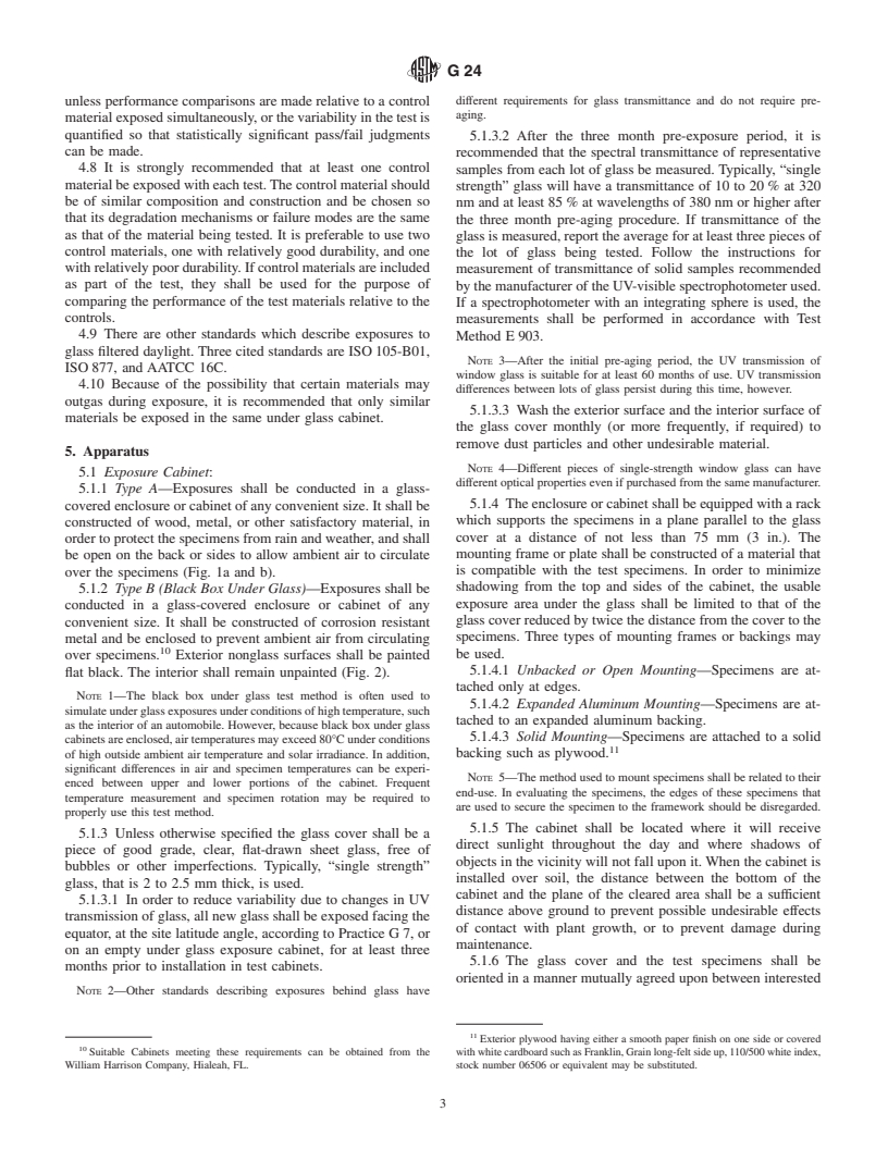 ASTM G24-97 - Standard Practice for Conducting Exposures to Daylight Filtered Through Glass