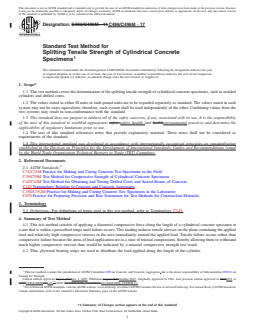 ASTM C496/C496M-17 REDLINE ASTM C496/C496M-17 - Standard Test Method for Splitting Tensile Strength of Cylindrical Concrete Specimens - Page 1 preview