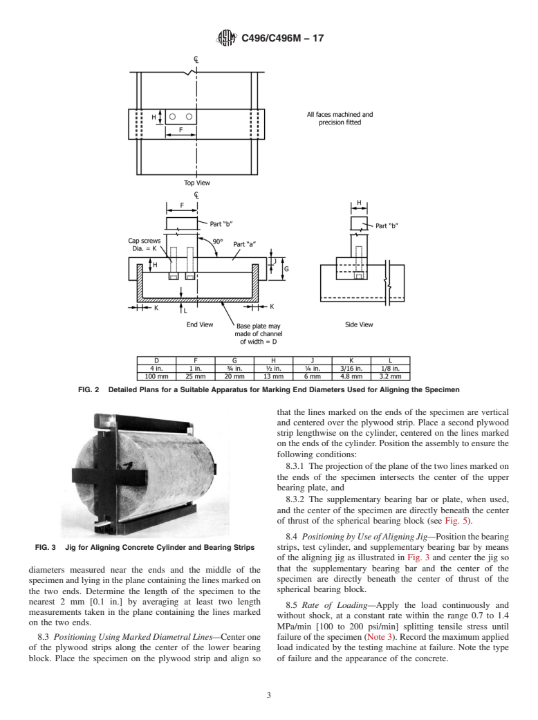 ASTM C496/C496M-17 - Standard Test Method for  Splitting Tensile Strength of Cylindrical Concrete Specimens