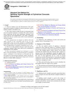 ASTM C496/C496M-17 ASTM C496/C496M-17 - Standard Test Method for Splitting Tensile Strength of Cylindrical Concrete Specimens - Page 1 preview