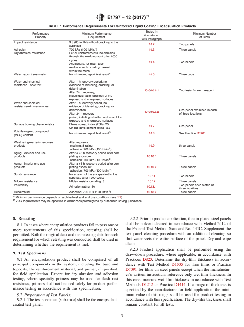 ASTM E1797-12(2017)e1 - Standard Specification for Reinforced Liquid Coating Encapsulation Products for Leaded  Paint in Buildings