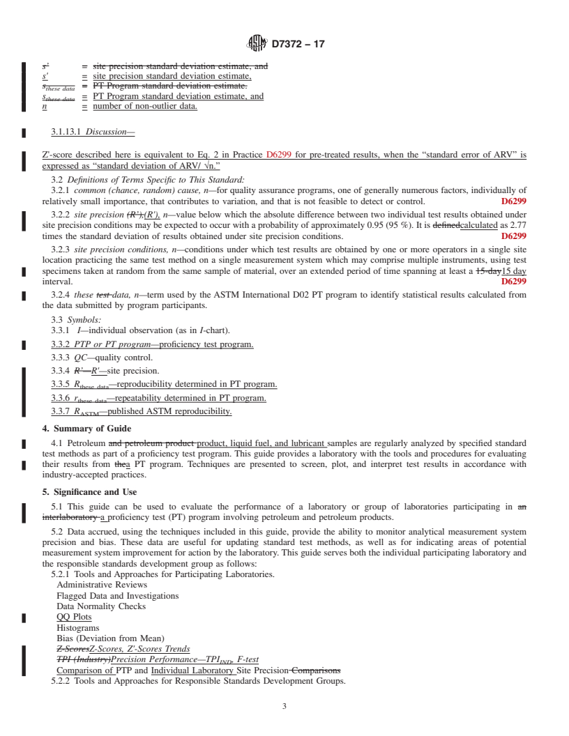 REDLINE ASTM D7372-17 - Standard Guide for  Analysis and Interpretation of Proficiency Test Program Results