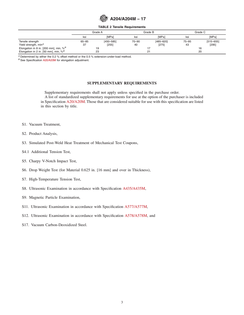 REDLINE ASTM A204/A204M-17 - Standard Specification for  Pressure Vessel Plates, Alloy Steel, Molybdenum