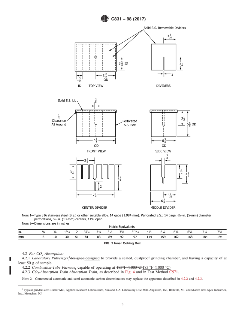 REDLINE ASTM C831-98(2017) - Standard Test Methods for Residual Carbon, Apparent Residual Carbon, and Apparent Carbon  Yield in Coked Carbon-Containing Brick and Shapes&#x2009;