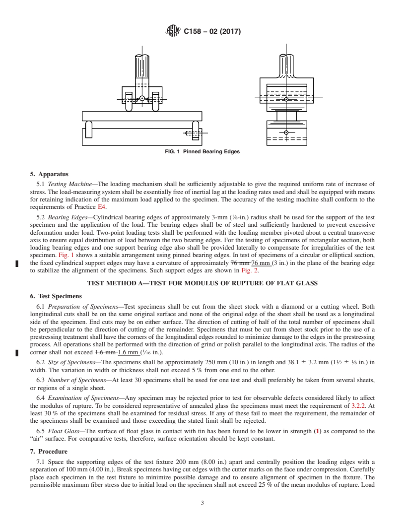 REDLINE ASTM C158-02(2017) - Standard Test Methods for  Strength of Glass by Flexure (Determination of Modulus of Rupture)