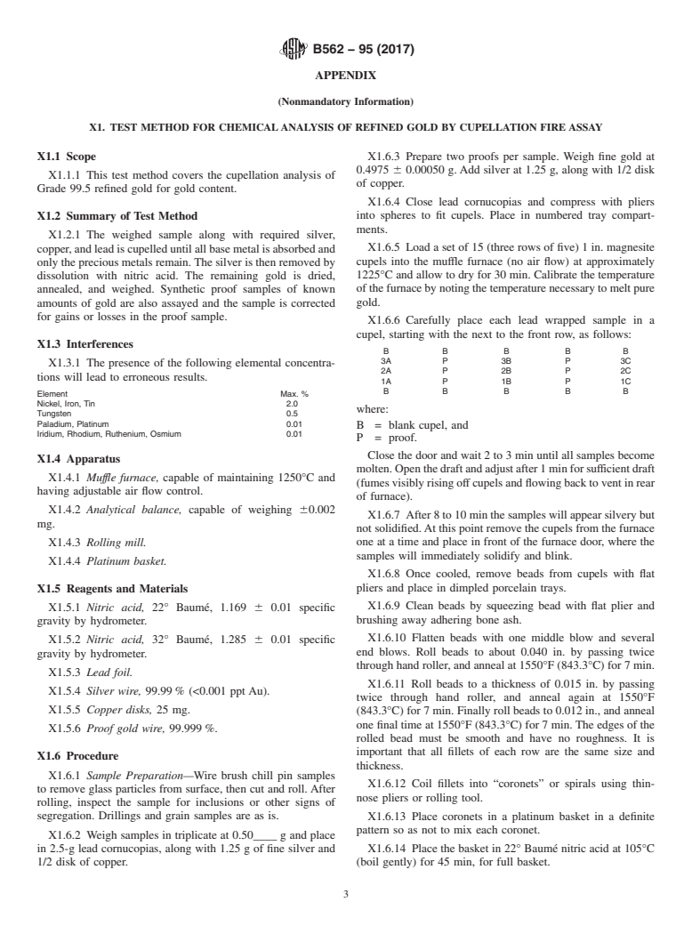 ASTM B562-95(2017) - Standard Specification for Refined Gold