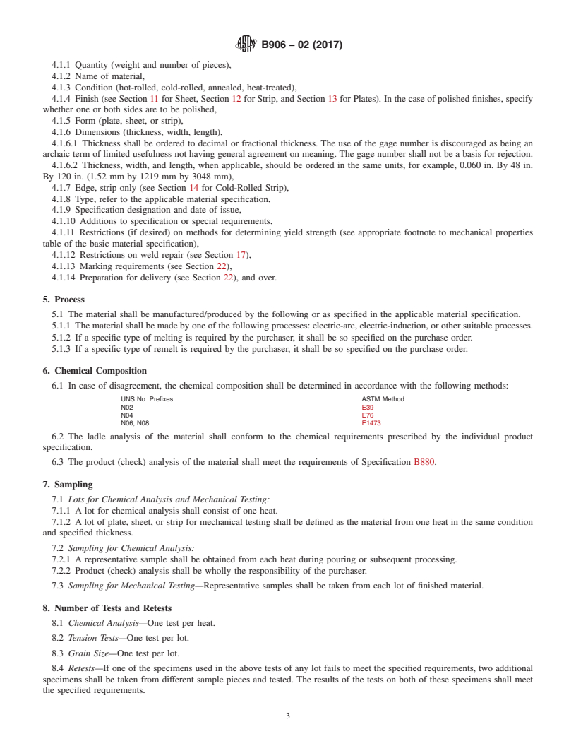 REDLINE ASTM B906-02(2017) - Standard Specification for General Requirements for Flat-Rolled Nickel and Nickel Alloys  Plate, Sheet, and Strip