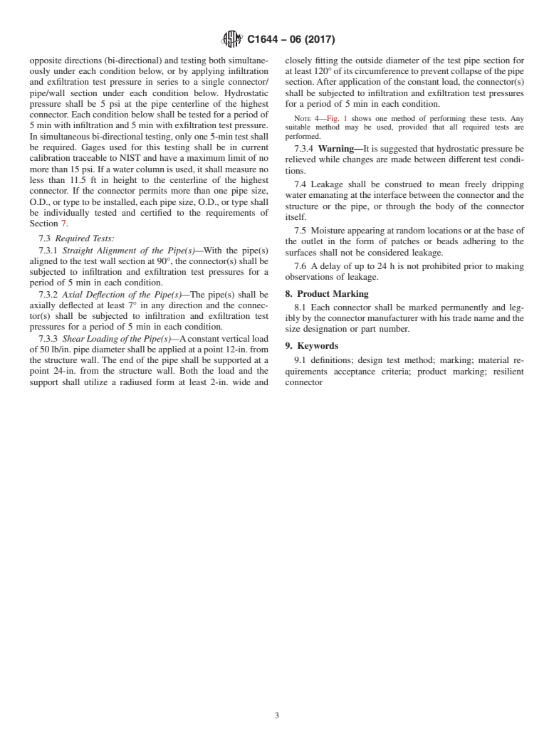 ASTM C1644-06(2017) - Standard Specification for  Resilient Connectors Between Reinforced Concrete On-Site Wastewater  Tanks and Pipes