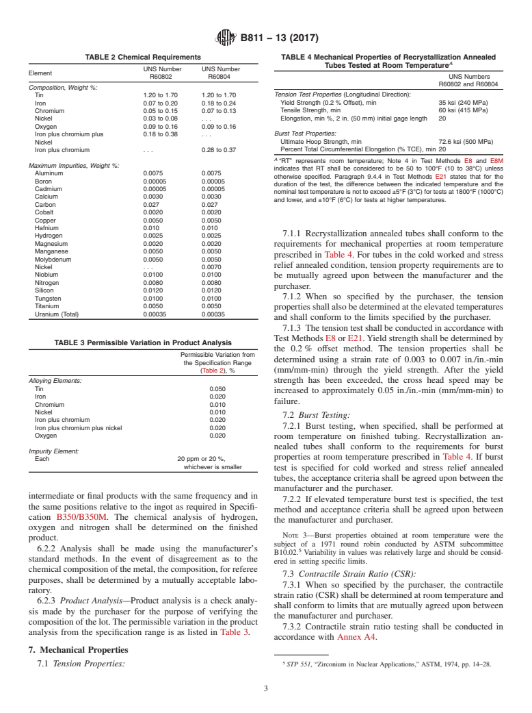 ASTM B811-13(2017) - Standard Specification for Wrought Zirconium Alloy ...