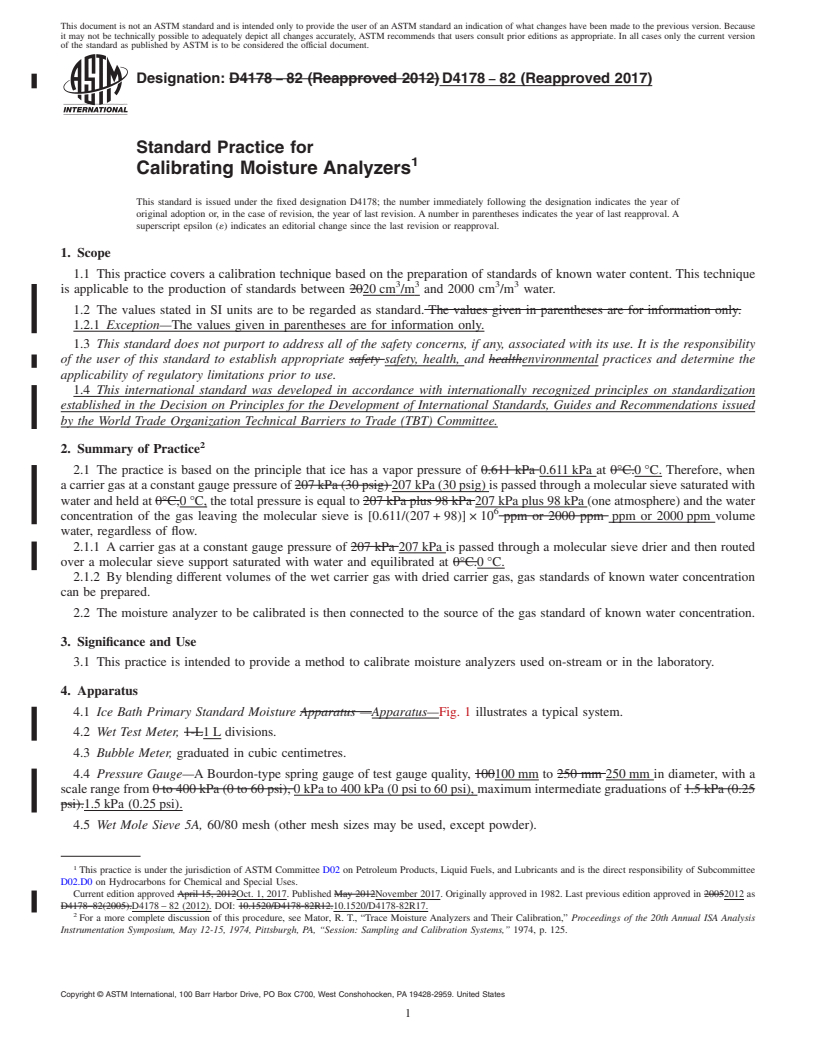 REDLINE ASTM D4178-82(2017) - Standard Practice for  Calibrating Moisture Analyzers