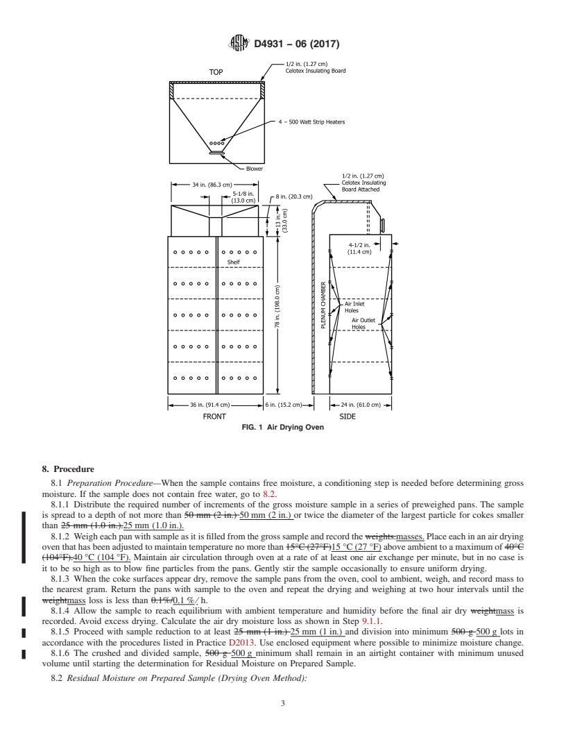 REDLINE ASTM D4931-06(2017) - Standard Test Method for  Gross Moisture in Green Petroleum Coke