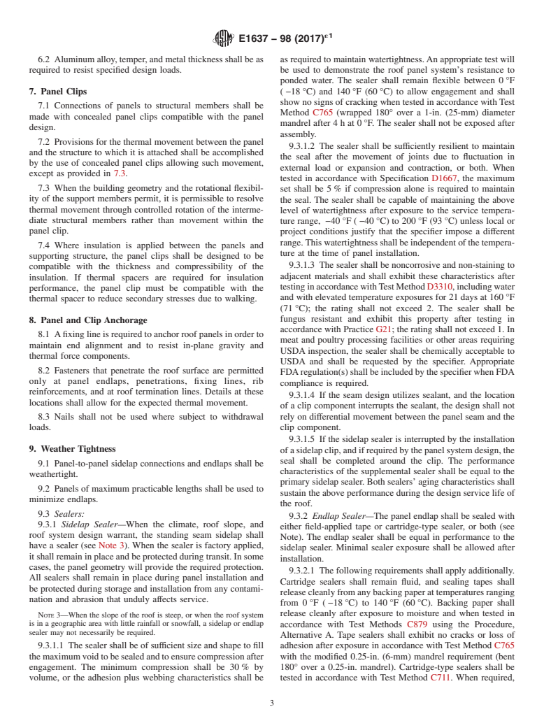 ASTM E1637-98(2017)e1 - Standard Specification for Structural Standing Seam Aluminum Roof Panel Systems