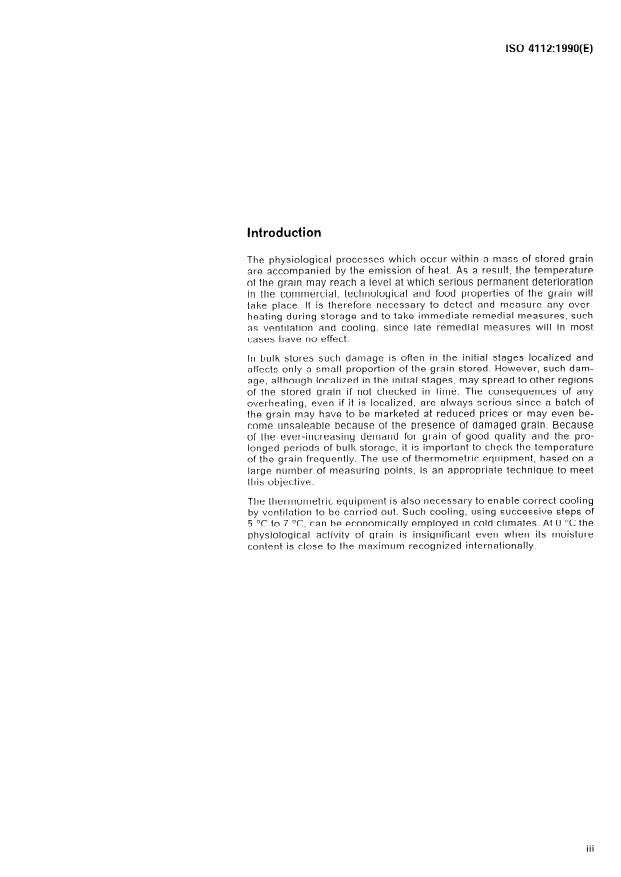ISO 4112:1990 - Cereals and pulses -- Guidance on measurement of the temperature of grain stored in bulk