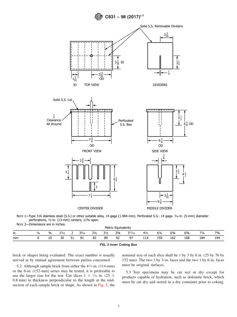 ASTM C831-98(2017)e1 - Standard Test Methods for Residual Carbon, Apparent Residual Carbon, and Apparent Carbon  Yield in Coked Carbon-Containing Brick and Shapes&#x2009;