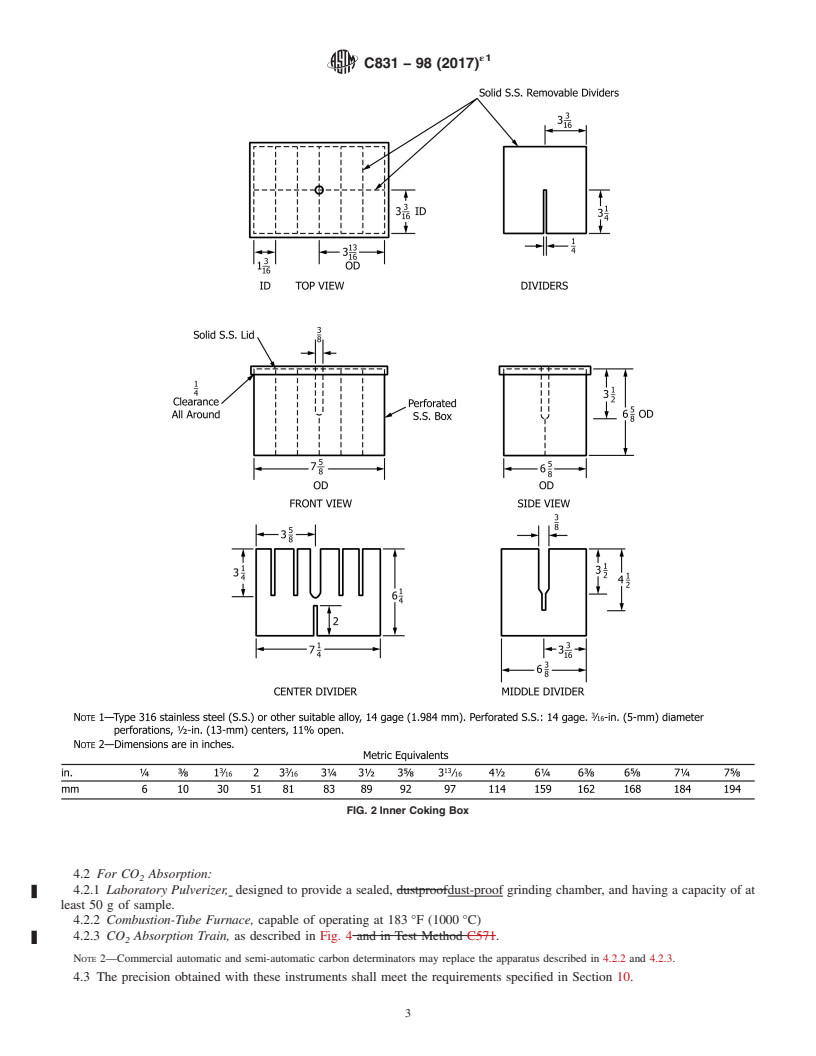 REDLINE ASTM C831-98(2017)e1 - Standard Test Methods for Residual Carbon, Apparent Residual Carbon, and Apparent Carbon  Yield in Coked Carbon-Containing Brick and Shapes&#x2009;