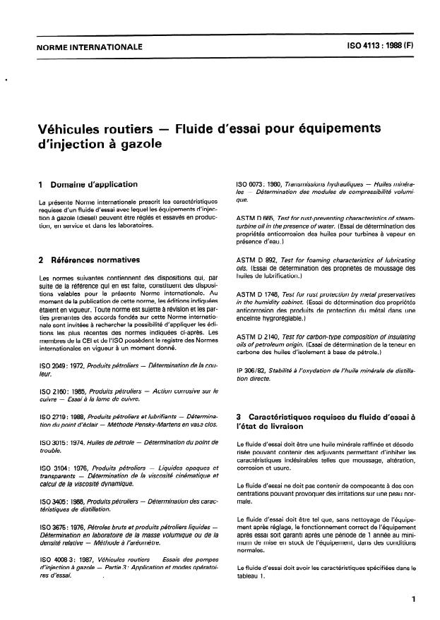 ISO 4113:1988 - Véhicules routiers -- Fluide d'essai pour équipements d'injection a gazole
