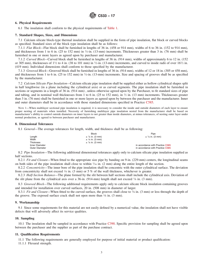 REDLINE ASTM C533-17 - Standard Specification for  Calcium Silicate Block and Pipe Thermal Insulation