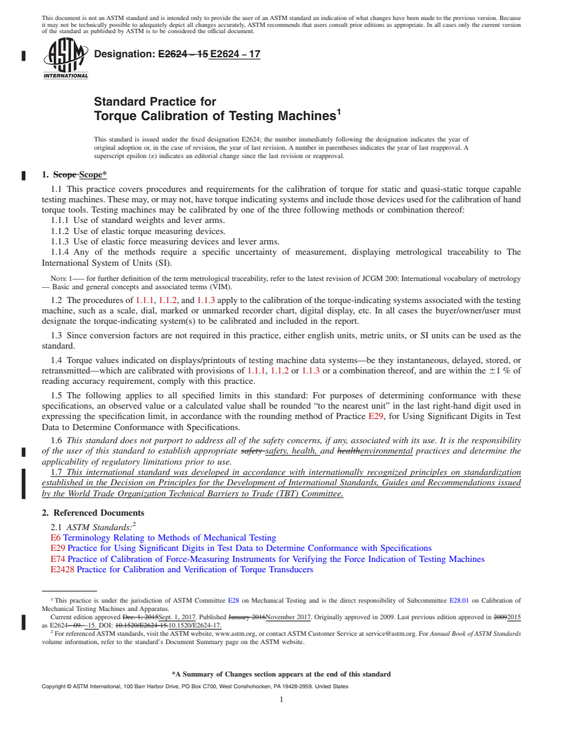 REDLINE ASTM E2624-17 - Standard Practice for  Torque Calibration of Testing Machines