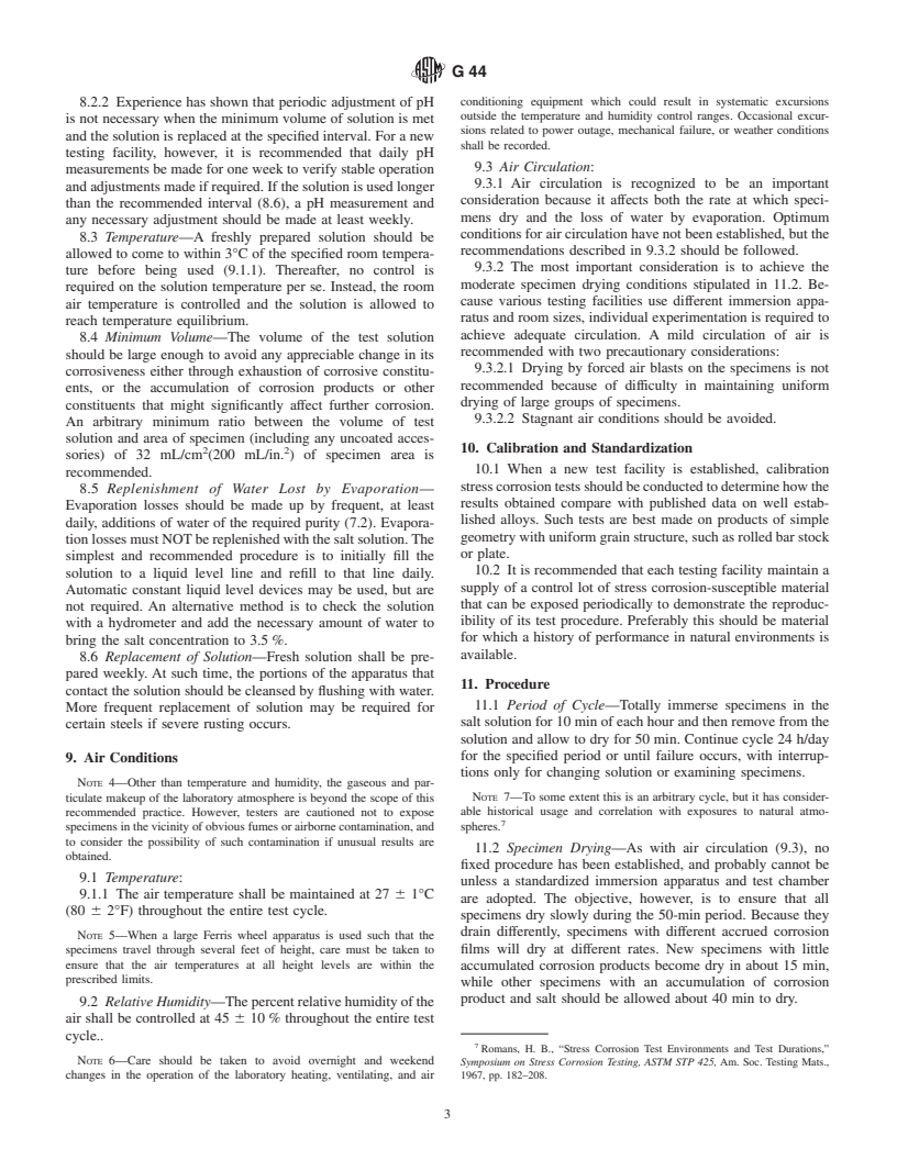 ASTM G44-99 - Standard Practice for Exposure of Metals and Alloys by Alternate Immersion in Neutral 3.5% Sodium Chloride Solution