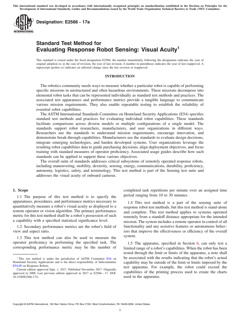 ASTM E2566-17a - Standard Test Method for  Evaluating Response Robot Sensing: Visual Acuity