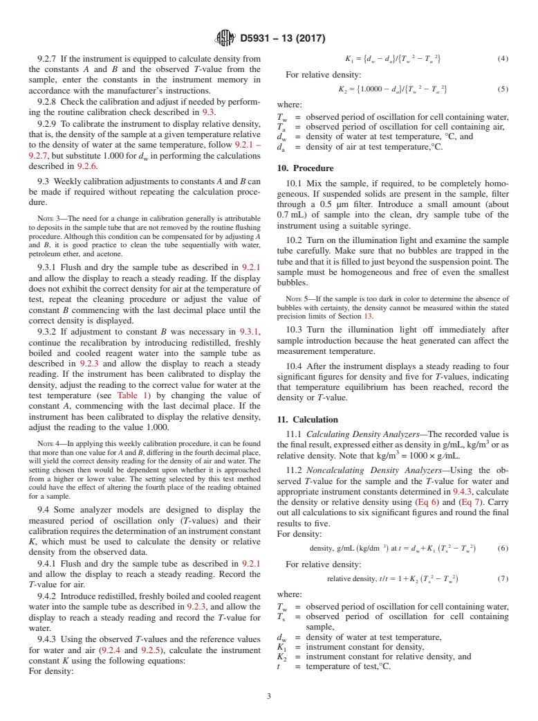 ASTM D5931-13(2017) - Standard Test Method for Density and Relative Density of Engine Coolant Concentrates  and Aqueous Engine Coolants by Digital Density Meter