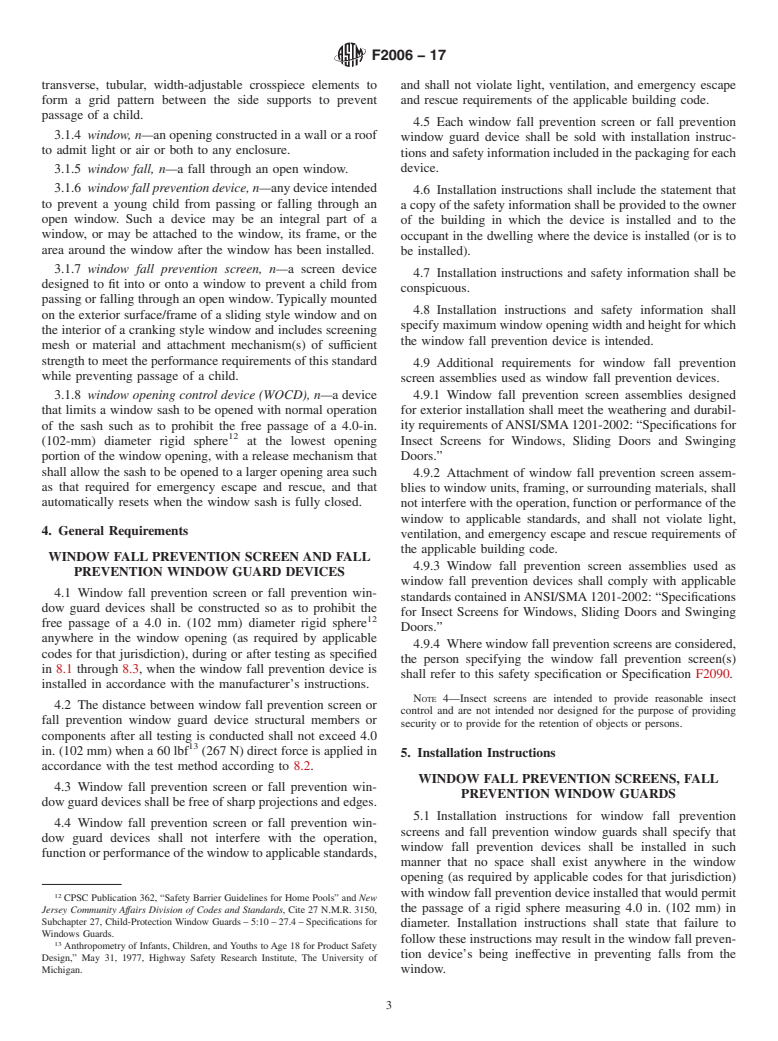 ASTM F2006-17 - Standard Safety Specification for Window Fall Prevention Devices for Non-Emergency Escape (Egress)  and Rescue (Ingress) Windows