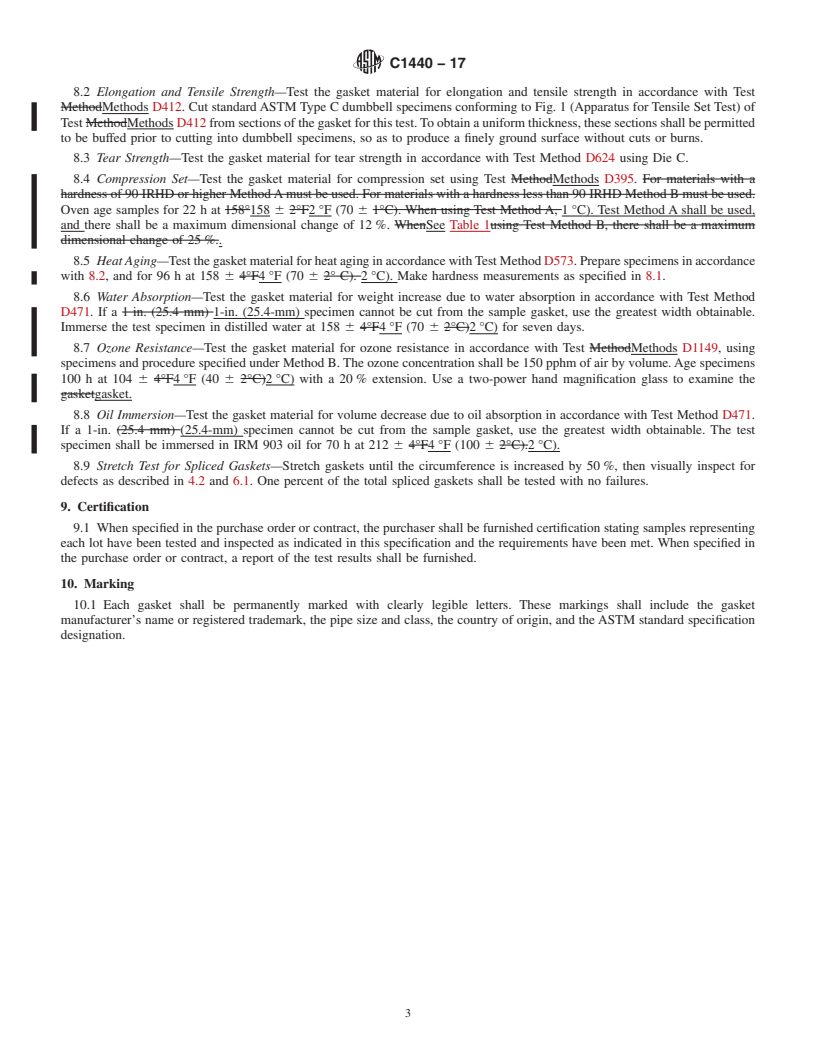 REDLINE ASTM C1440-17 - Standard Specification for  Thermoplastic Elastomeric (TPE) Gasket Materials for Drain,   Waste, and Vent (DWV), Sewer, Sanitary, and Storm Plumbing Systems