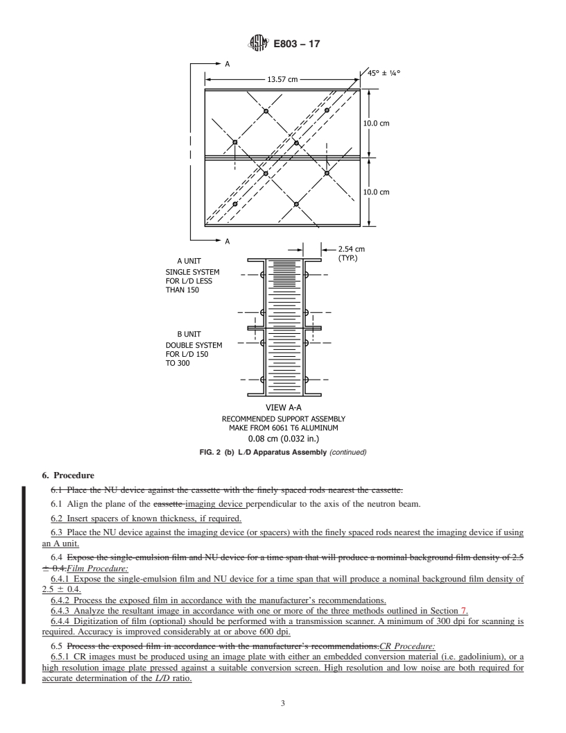 REDLINE ASTM E803-17 - Standard Test Method for  Determining the <emph type="ital">L/D&#x2009;</emph>Ratio of  Neutron Radiography Beams