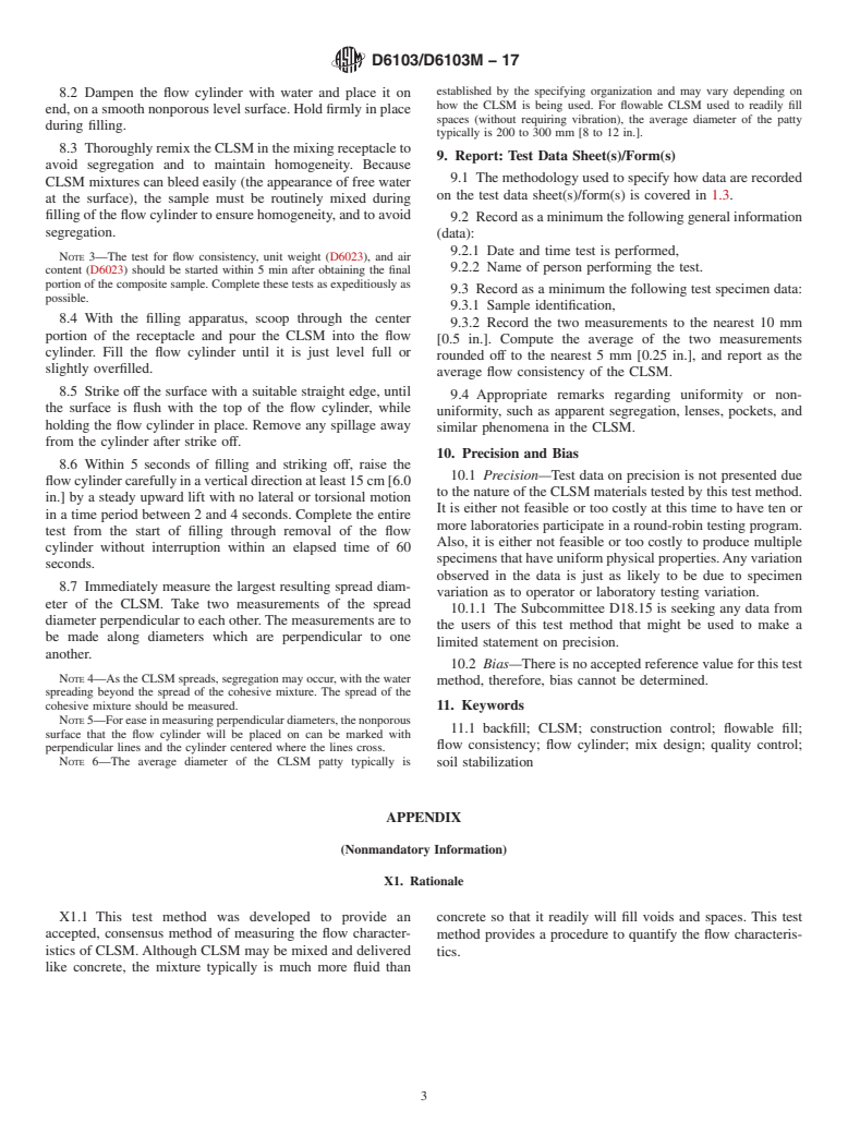 ASTM D6103/D6103M-17 - Standard Test Method for  Flow Consistency of Controlled Low Strength Material (CLSM)