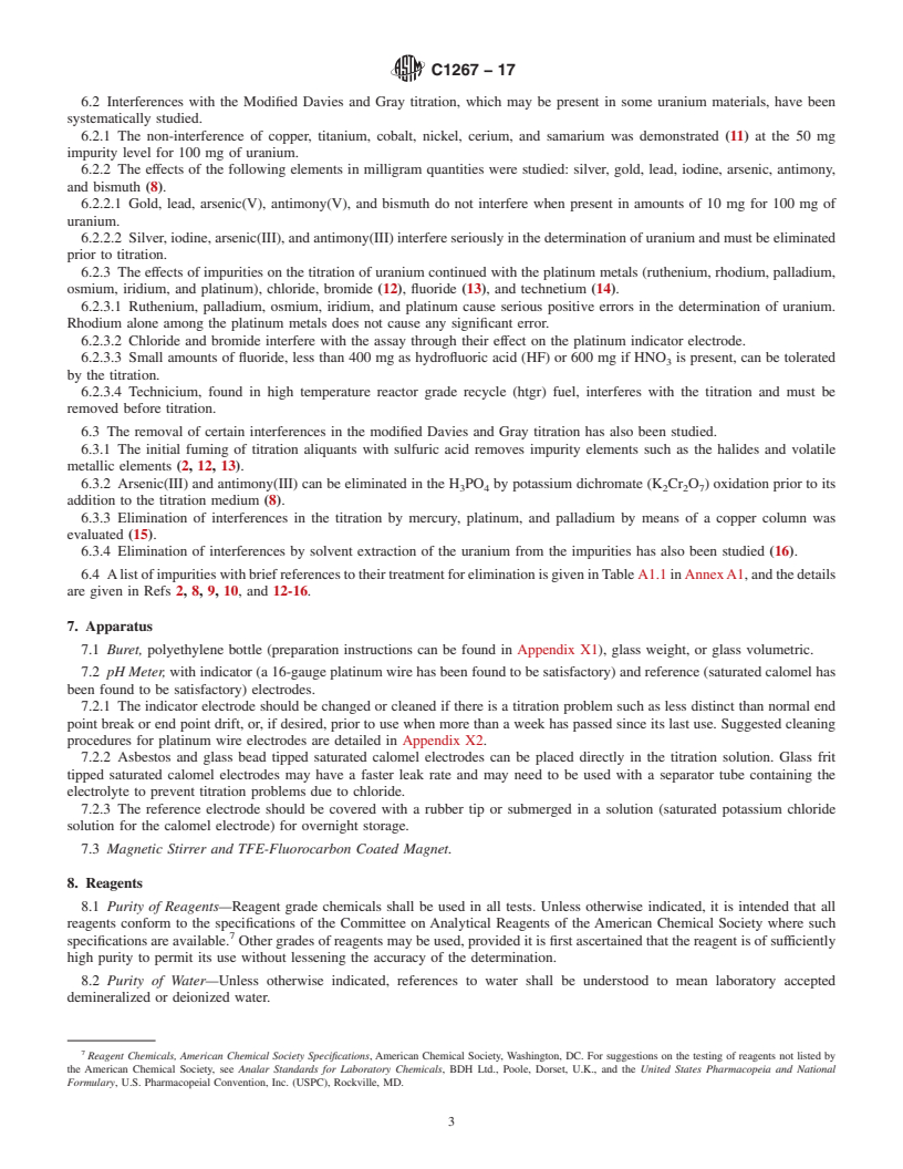 REDLINE ASTM C1267-17 - Standard Test Method for  Uranium by Iron (II) Reduction in Phosphoric Acid Followed  by Chromium (VI) Titration in the Presence of Vanadium