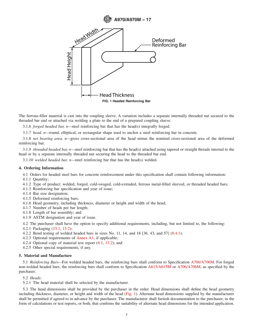 REDLINE ASTM A970/A970M-17 - Standard Specification for  Headed Steel Bars for Concrete Reinforcement