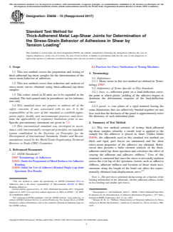 ASTM D5656-10(2017) ASTM D5656-10(2017) - Standard Test Method for Thick-Adherend Metal Lap-Shear Joints for Determination of the Stress-Strain Behavior of Adhesives in Shear by Tension Loading - Page 1 preview