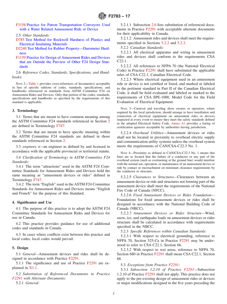 ASTM F2783-17 - Standard Practice for Design, Manufacture, Operation, Maintenance, and Inspection  of Amusement Rides and Devices, in Canada