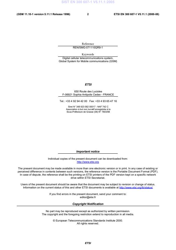 SIST EN 300 607-1 V5.11.1:2005 SIST EN 300 607-1 V5.11.1:2005 - Page 4 preview