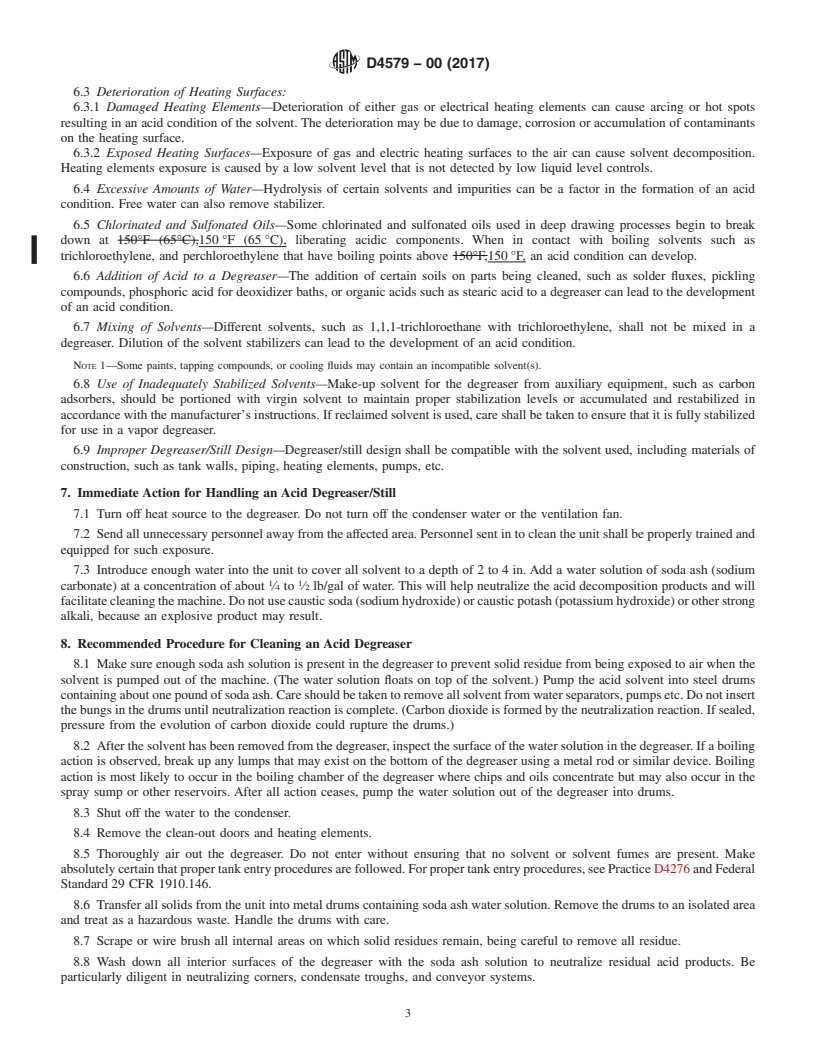 REDLINE ASTM D4579-00(2017) - Standard Practice for Handling an Acid Degreaser or Still