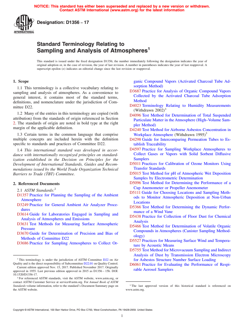 ASTM D1356-17 - Standard Terminology Relating to  Sampling and Analysis of Atmospheres