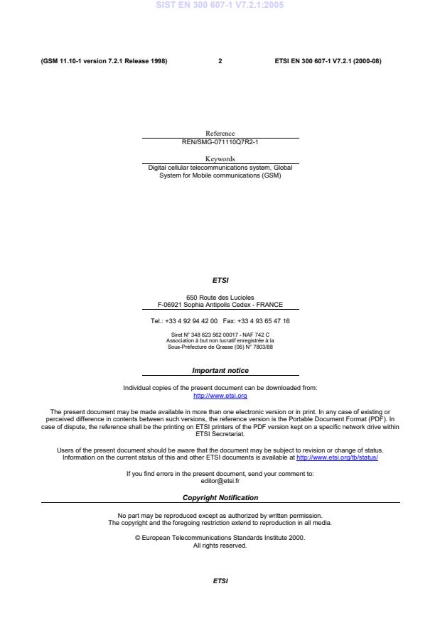 SIST EN 300 607-1 V7.2.1:2005 SIST EN 300 607-1 V7.2.1:2005 - Page 4 preview