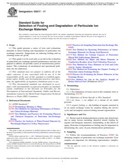 ASTM D5217-17 ASTM D5217-17 - Standard Guide for Detection of Fouling and Degradation of Particulate Ion Exchange Materials - Page 1 preview