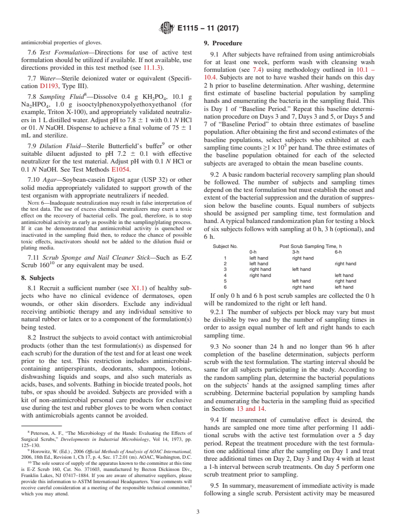 ASTM E1115 - Evaluation of Surgical Hand Scrub Formulations