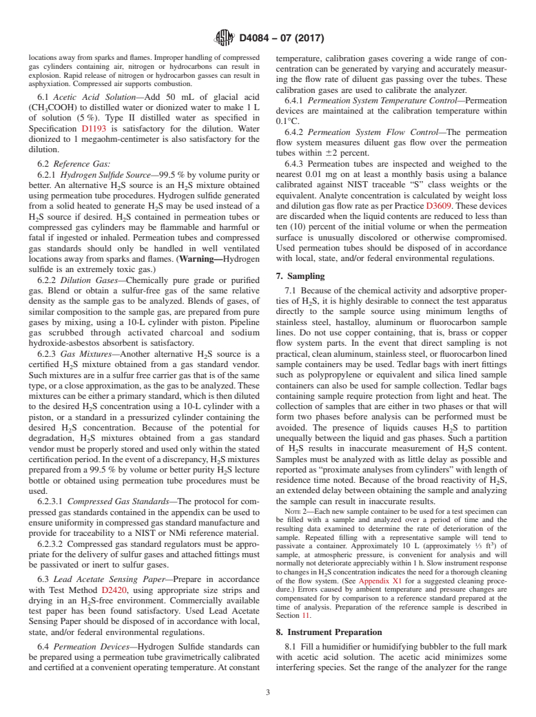 ASTM D4084-07(2017) - Standard Test Method for  Analysis of Hydrogen Sulfide in Gaseous Fuels (Lead Acetate  Reaction Rate Method)