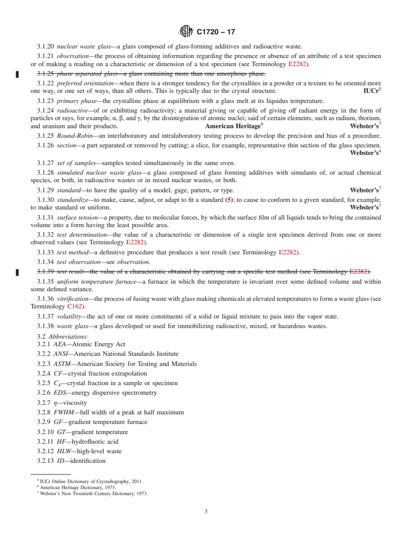 REDLINE ASTM C1720-17 - Standard Test Method for  Determining Liquidus Temperature of Waste Glasses and Simulated  Waste Glasses